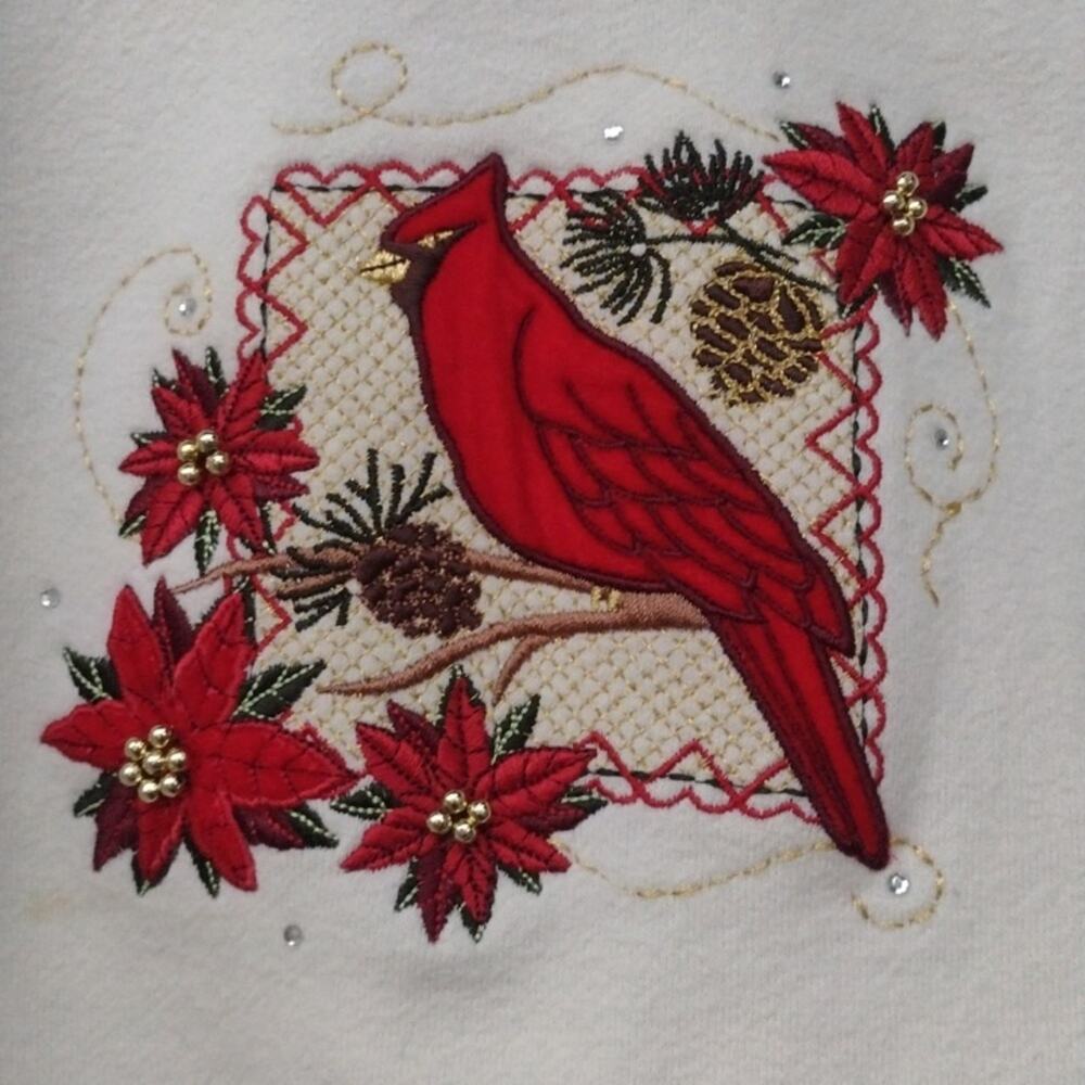 Classic Elements White Christmas Embroidered Swea… - image 3